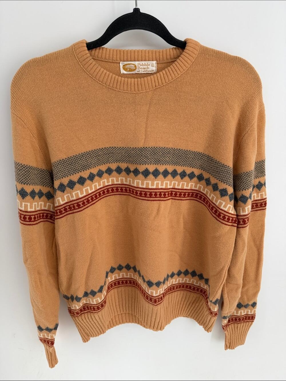 Vintage Pebble Beach Aztec southwestern n pattern crewneck knit pullover sweater
